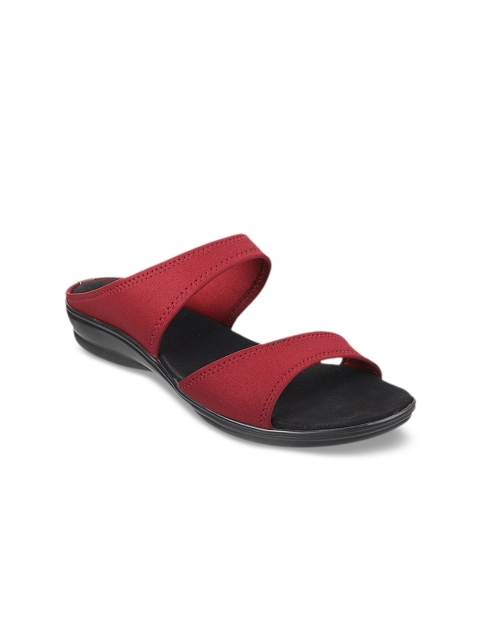 

Metro Women Maroon Solid Synthetic Open Toe Flats