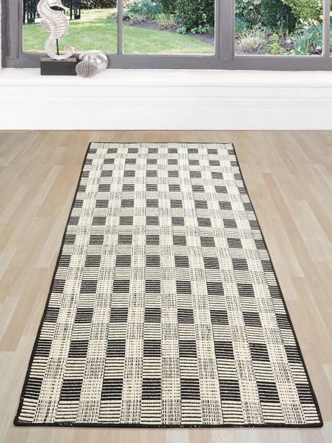 

Saral Home Black & Beieg Checked Cotton Floor Runner