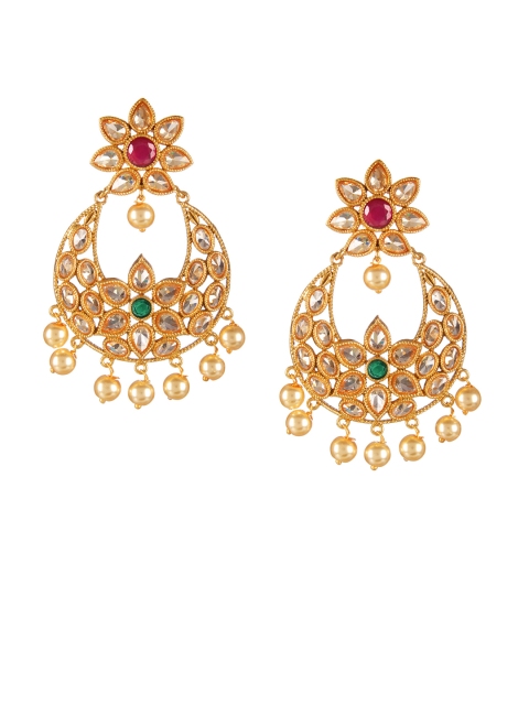 

Adwitiya Collection Gold-Plated Crescent Shaped Chandbalis