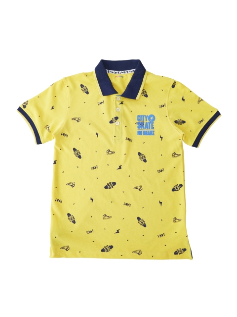 

POPPERS by Pantaloons Boys Yellow Printed Polo Collar T-shirt