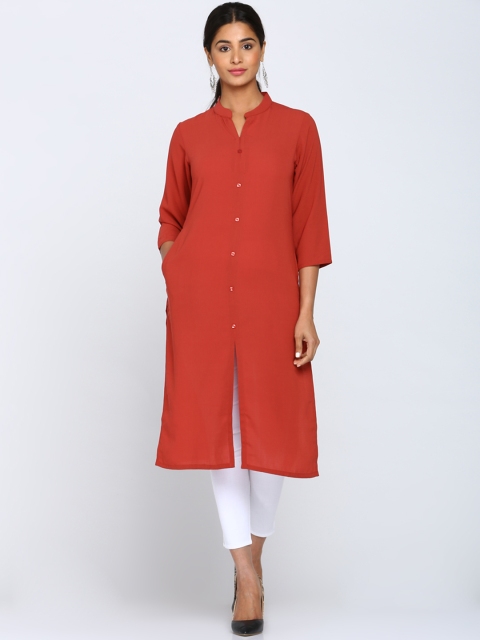

Soch Women Rust Brown Solid Straight Kurta
