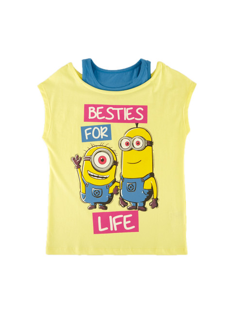 

POPPERS by Pantaloons Girls Yellow Printed Round Neck T-shirt