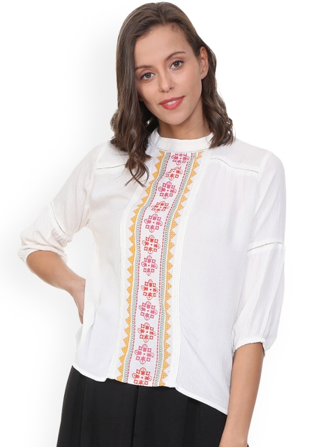 

People Women White Printed Top