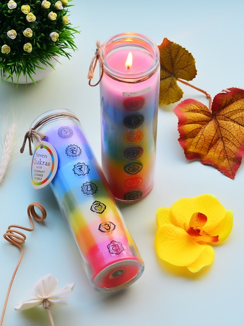 

Archies Love Gifts Multicoloured 7 Chakras Scented Glass Jar Candle, Multi