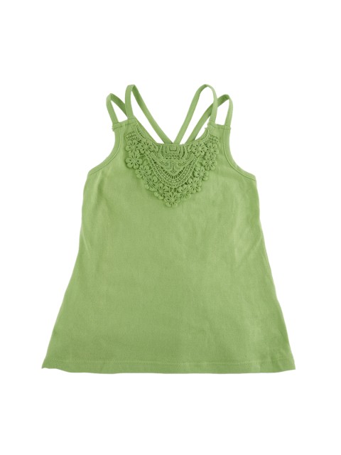 

CHALK by Pantaloons Girls Green Solid A-Line Pure Cotton Top
