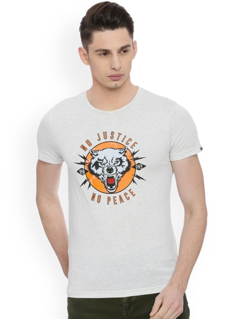 

People Men Off-White Printed Round Neck T-shirt