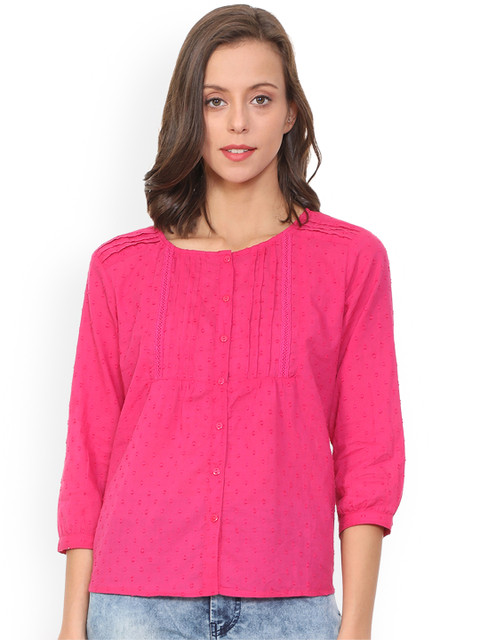

People Women Pink Self Design Top