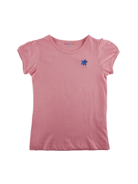 

POPPERS by Pantaloons Girls Pink Solid Round Neck T-shirt