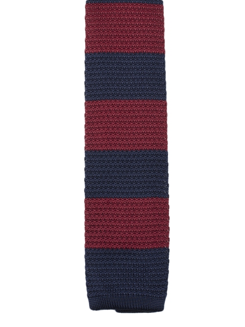 

Tossido Maroon & Navy Blue Knitted Striped Broad Tie