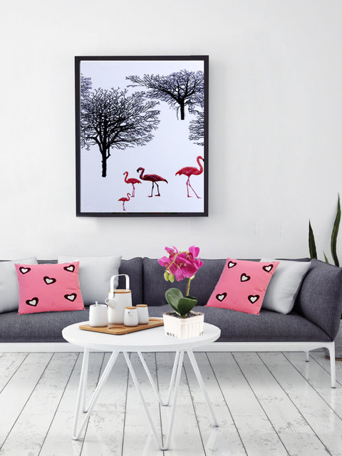 

Aapno Rajasthan Multicoloured Swans in Ice Natural Canvas Painting, Multi