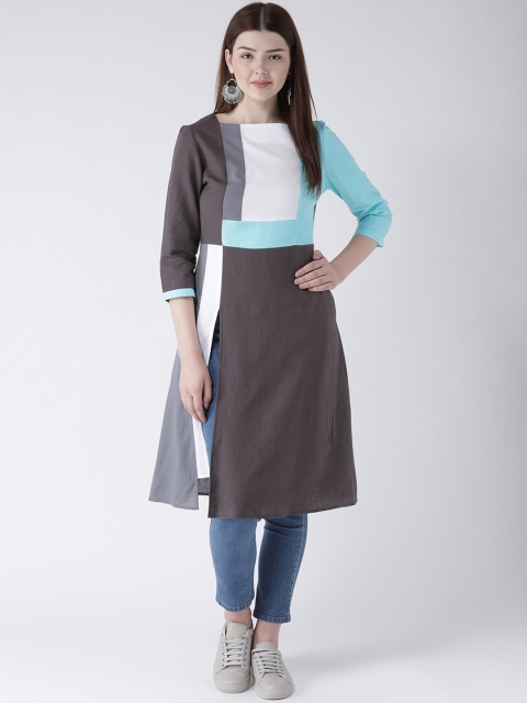 

DODO & MOA Women Multicoloured Colourblocked Fit and Flare Dress, Multi