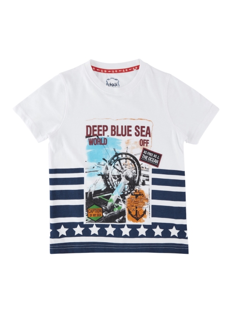 

CHALK by Pantaloons Boys White Printed Round Neck T-shirt