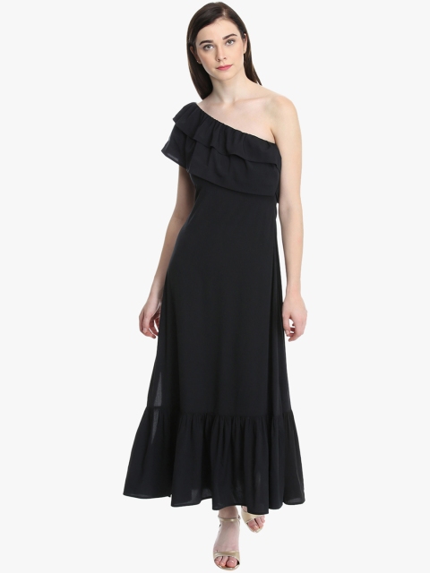 

LA LOFT Women Black Solid Maxi Dress
