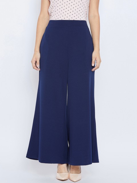 

LUCERO Women Navy Blue Loose Fit Solid Regular Trousers