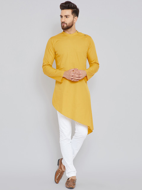 

See Designs Men Mustard Solid Kurta with Trousers