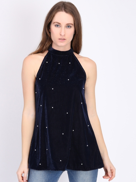 

LA LOFT Navy Blue Solid Tunic