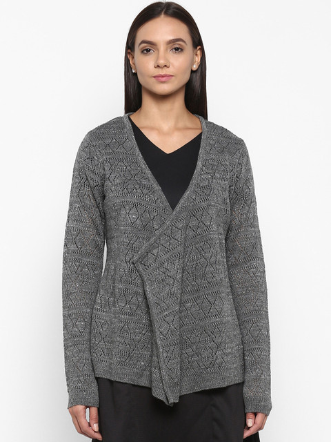 

Park Avenue Grey Solid Open Front Shrug