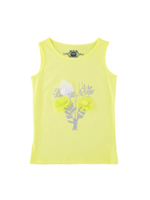 

CHALK by Pantaloons Girls Yellow Printed Round Neck T-shirt