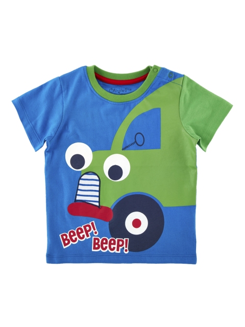 

Chirpie Pie by Pantaloons Boys Blue & Green Printed Round Neck T-shirt
