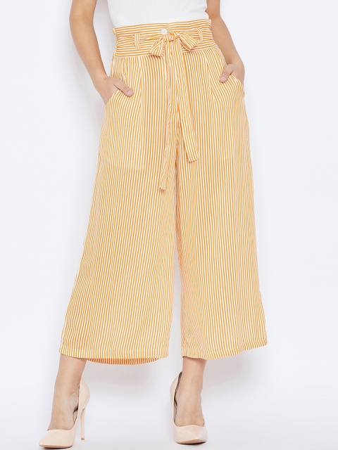 

LUCERO Women Yellow & White Loose Fit Striped Culottes