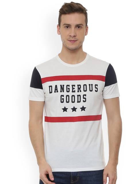 

People Men White Printed Round Neck T-shirt