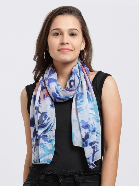 

Trend Arrest White & Blue Printed Scarf