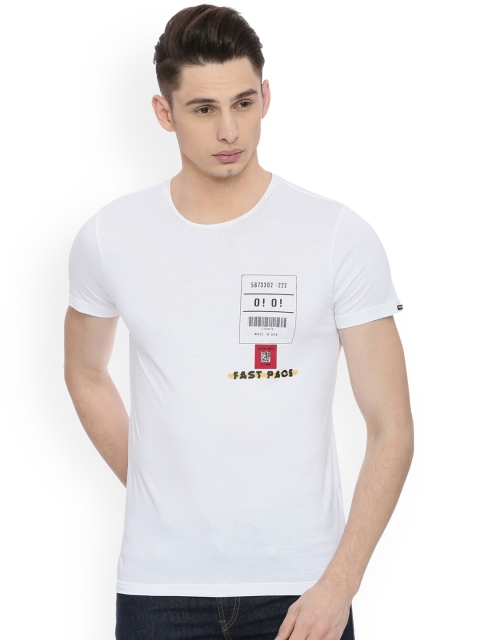 

People Men White Printed Round Neck T-shirt