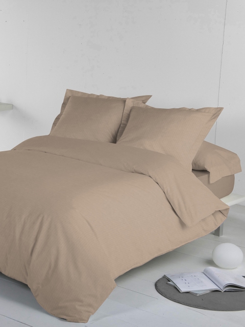 

DDecor Brown Striped Flat 400 TC Cotton 1 King Bedsheet with 2 Pillow Covers