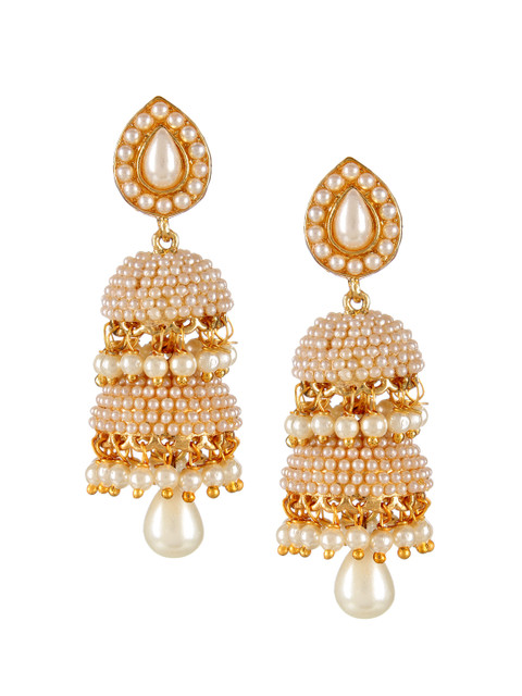 

Adwitiya Collection Gold-Plated Dome Shaped Jhumkas