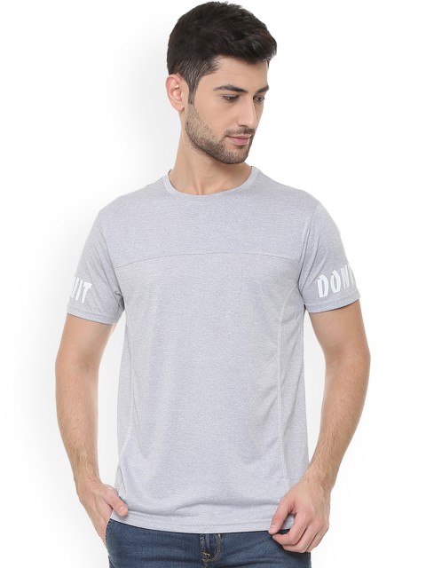 

People Men Grey Printed Round Neck T-shirt