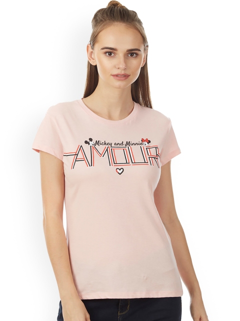 

Free Authority Women Pink Mickey and Friends Printed T-shirt
