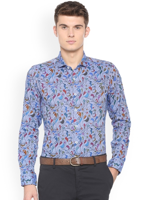 

SIMON CARTER LONDON Men Blue Slim Fit Printed Casual Shirt