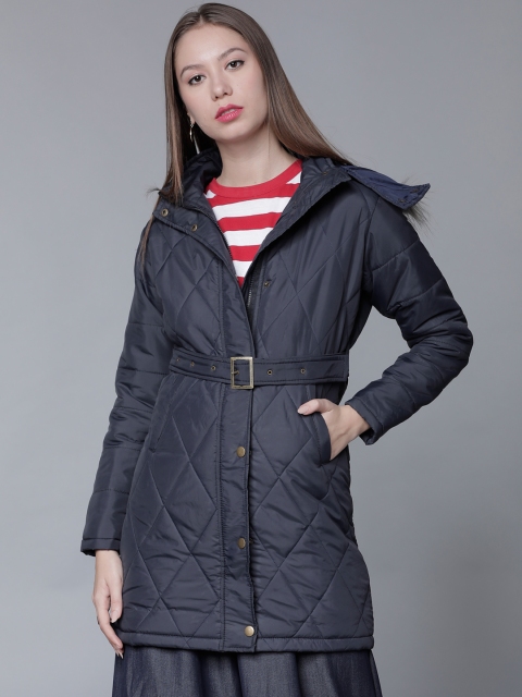 

Tokyo Talkies Women Navy Blue Solid Padded Jacket