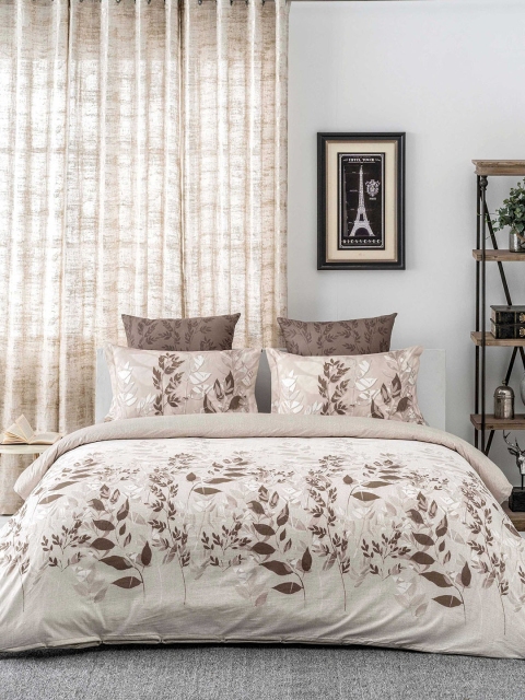 

DDecor Brown Floral Flat 144 TC Cotton 1 Single Bedsheet with 1 Pillow Cover