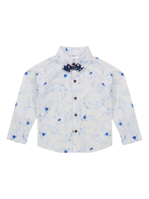 

LilPicks Boys White Regular Fit Printed Casual Shirt