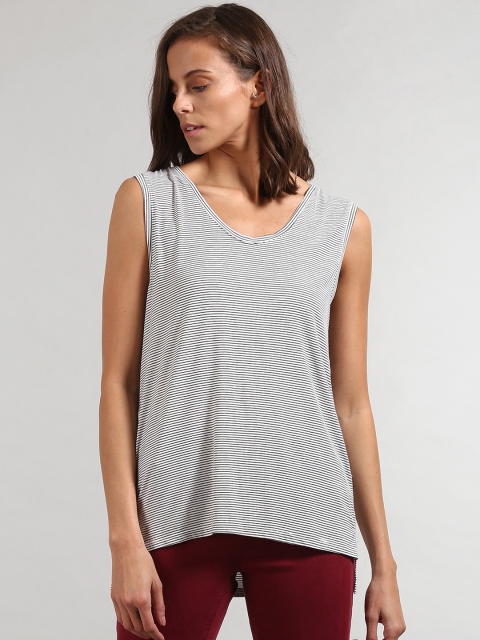

GAP Women Black & White Striped Pure Body Modal Muscle Tank