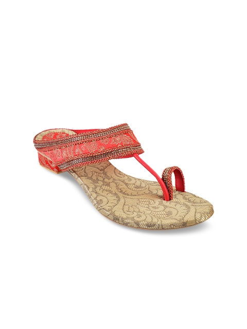 

Metro Women Red Woven Design One Toe Sandals