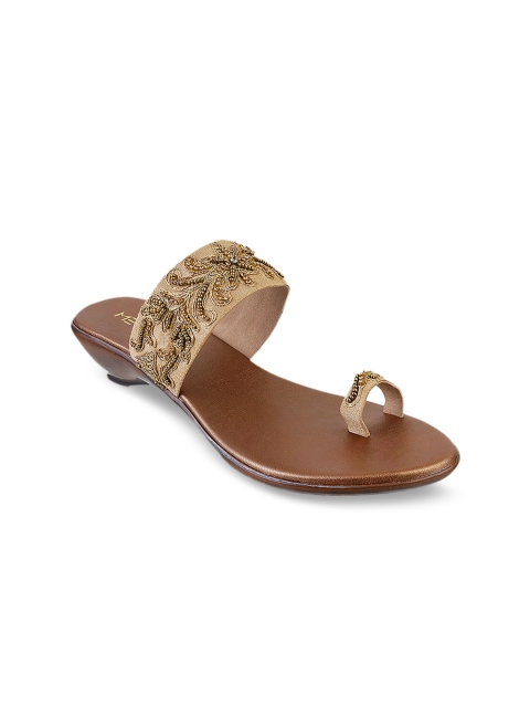 

Metro Women Gold-Toned Embellished One Toe Sandals