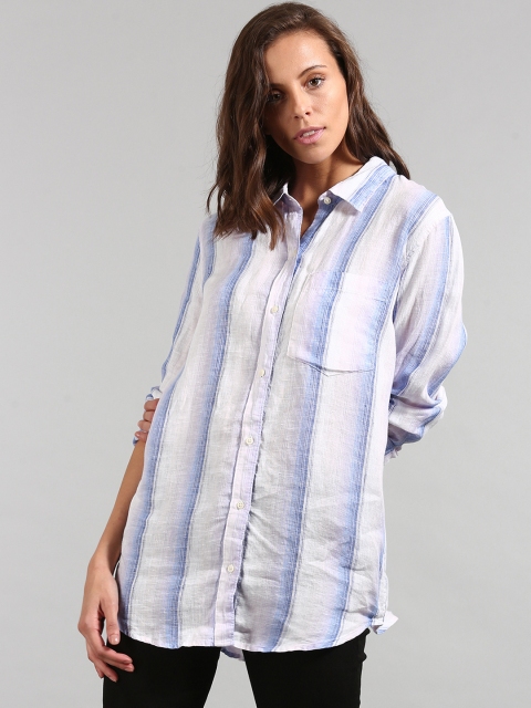 

GAP Women Blue Oversize Boyfriend Shirt In Linen