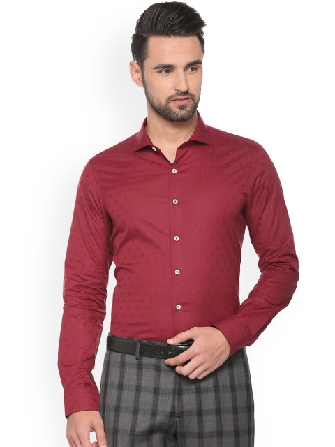 

SIMON CARTER LONDON Men Maroon Slim Fit Self Design Semiformal Shirt