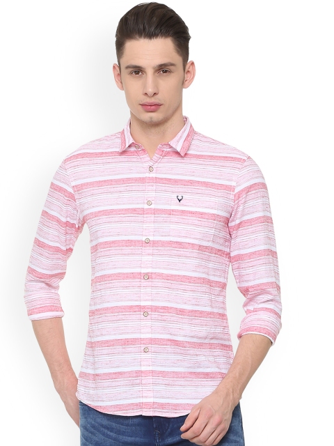 

Solly Jeans Co. Men Pink & Off-White Regular Fit Striped Casual Shirt