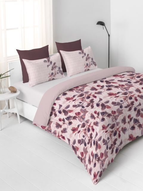 

DDecor Red & Beige Floral Flat 130 TC Cotton 1 Double Bedsheet with 2 Pillow Covers