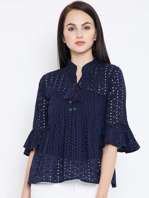 

Toshee Women Navy Blue Solid Empire Top