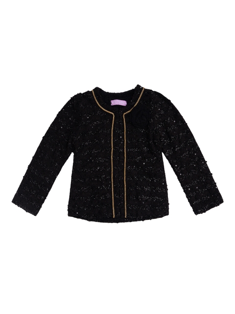 

One Friday Girls Black Solid Cardigan