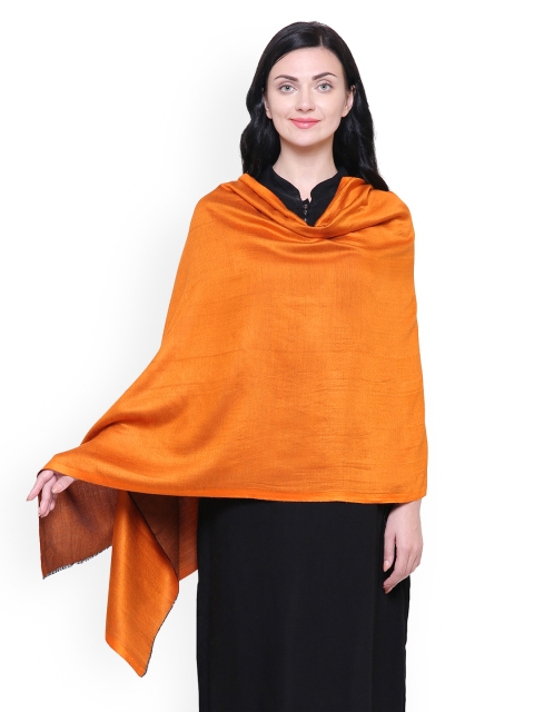 

Anekaant Women Orange Solid Reversible Shawl