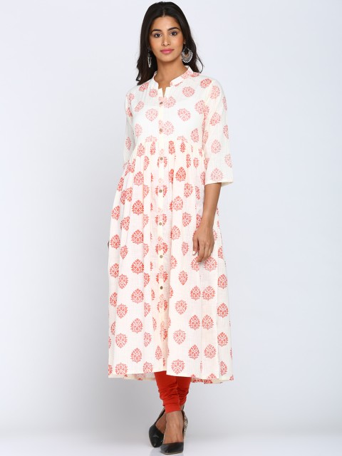 

Soch Women White & Red Woven Design Anarkali Kurta