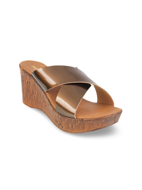 Mochi Women Gold-Toned Solid Sandals