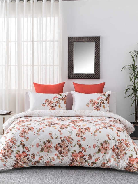 

DDecor Red & White Floral Flat 144 TC Cotton Single Bedsheet with 1 Pillow Covers