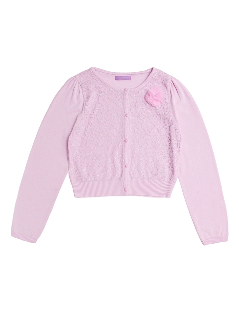 

One Friday Girls Pink Solid Cardigan