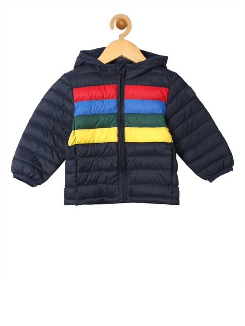 

GAP Boys Blue Cold Control Lite Crazy Stripe Puffer Jacket, Navy blue